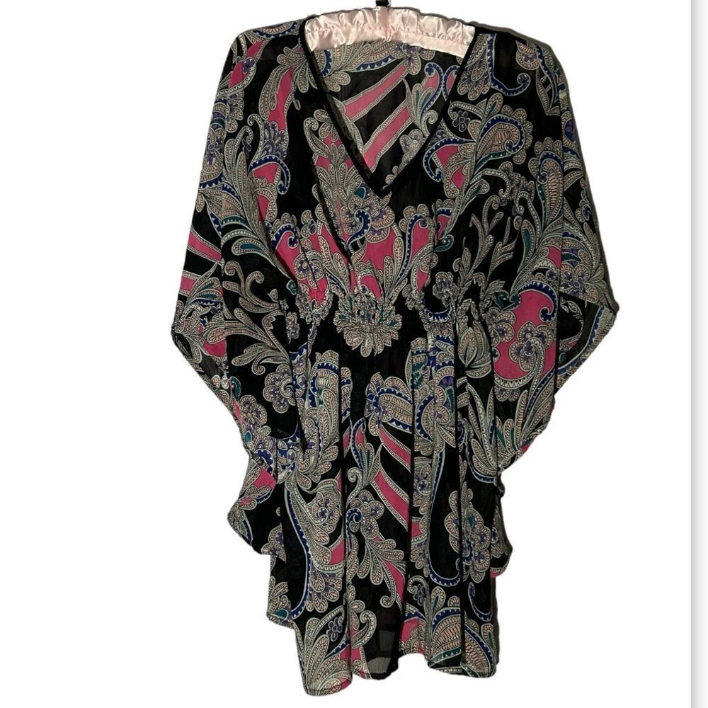 Nicole by Nicole Miller Paisley Kimono Top Blouse Coverup Size XS Multicolor